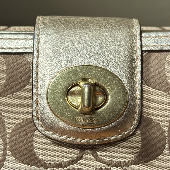COACH Signature Metallic Turnlock Checkbook wallet - Picture 16 of 16